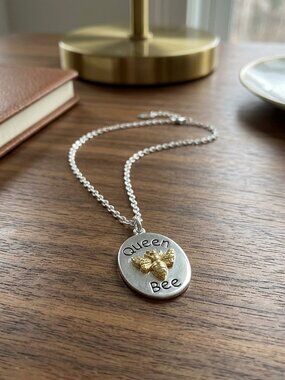 Queen Bee Coin Necklace Sterling Silver Pendant Charm Gift